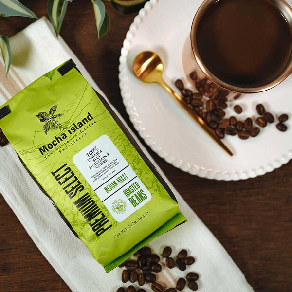 Mocha Island 100% Jamaica Blue Mountain Coffee Beans, 8oz