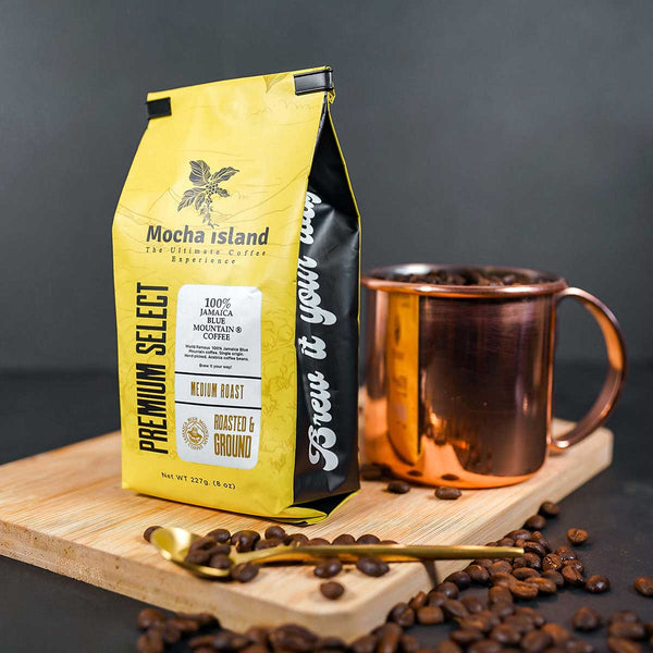 Mocha Island 100% Jamaica Blue Mountain Coffee Ground, 8oz